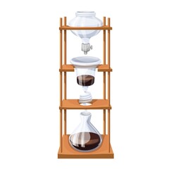 Dutch Coffee, Drip Cold Brew Coffee Maker vector illustration.