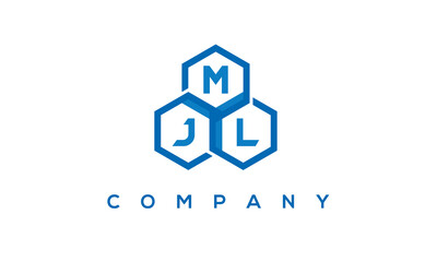 MJL letters design logo with three polygon hexagon logo vector template