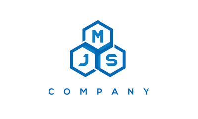 MJS letters design logo with three polygon hexagon logo vector template