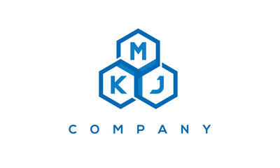 MKJ letters design logo with three polygon hexagon logo vector template