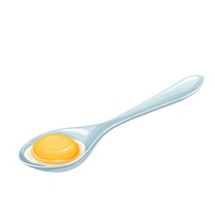 Chicken raw egg yolk on a metal spoon vector illustration