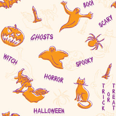Halloween silhouettes pattern with text