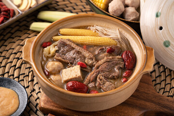 Delicious ginger duck hot pot in Taiwan.