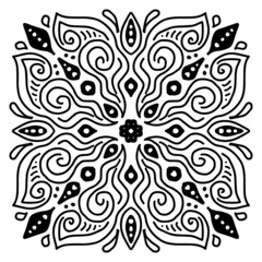 Hand drawn mandala art with abstract cloud ethnic ornament.