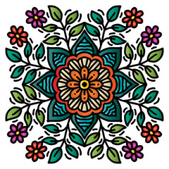 Hand draw of mandala with floral ornament pattern.