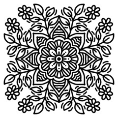 Hand draw of mandala with floral ornament pattern.