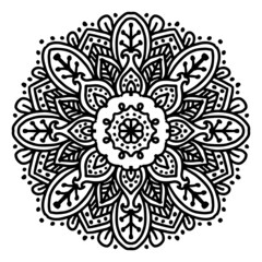 Hand draw of mandala with floral ornament pattern.