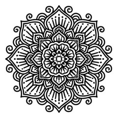 Hand draw of mandala with flower ornament pattern.