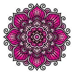 Hand draw of mandala with flower ornament pattern.