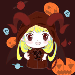 different carton character of halloween concept