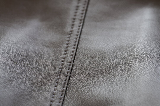 Detail shot of supple leather jacket with stitching