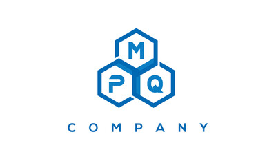 MPQ letters design logo with three polygon hexagon logo vector template