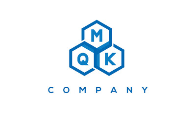 MQK letters design logo with three polygon hexagon logo vector template