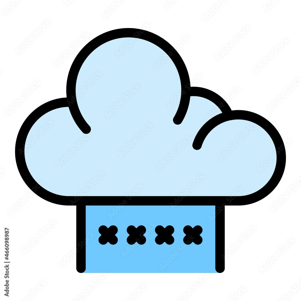 Poster data cloud authentication icon. outline data cloud authentication vector icon color flat isolated