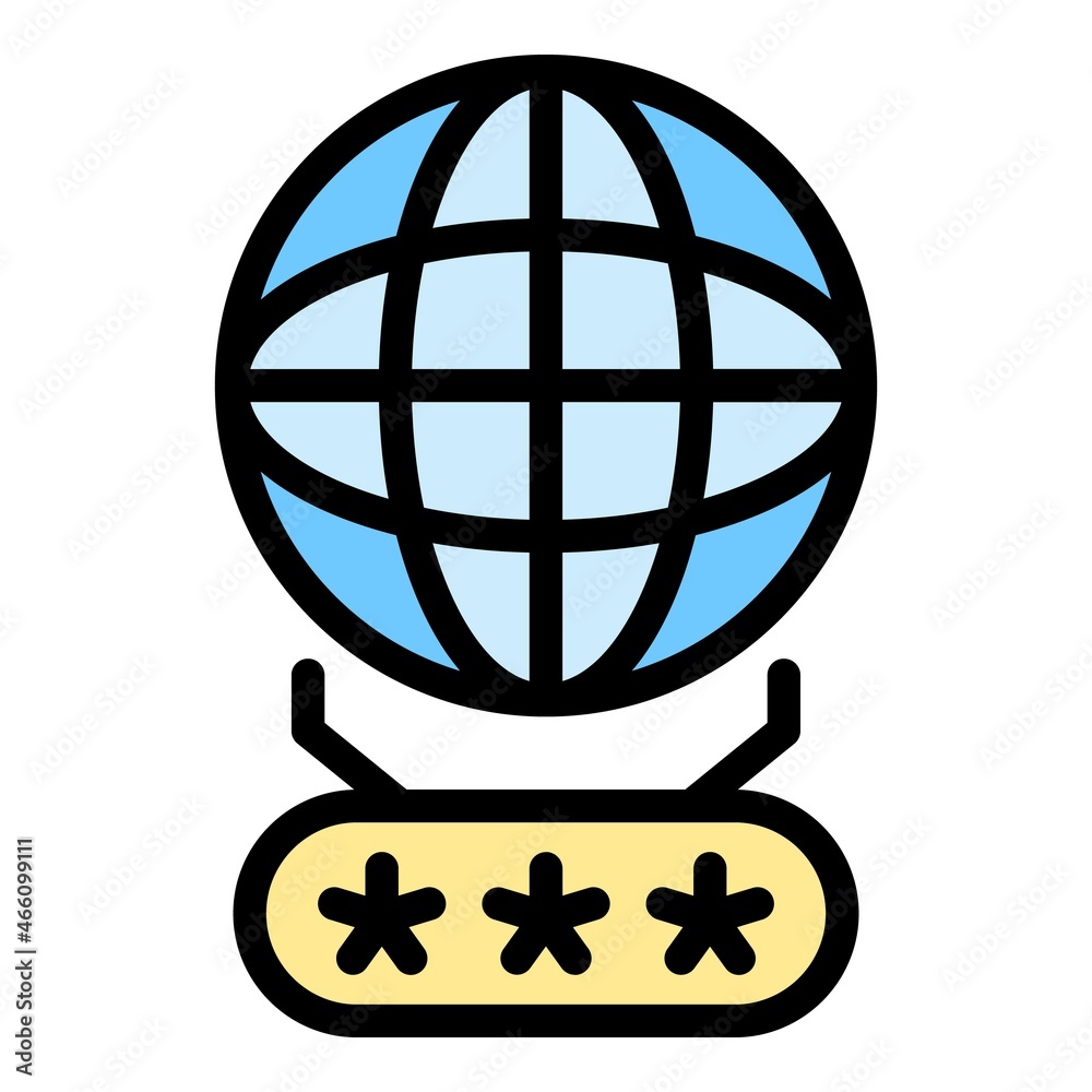 Poster global smart authentication icon. outline global smart authentication vector icon color flat isolate