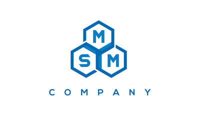 MSM letters design logo with three polygon hexagon logo vector template