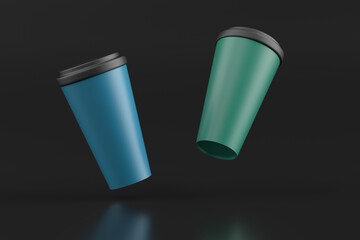 3d rendering different kinds cups
