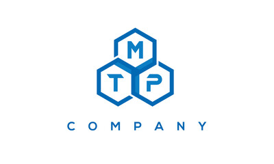 MTP letters design logo with three polygon hexagon logo vector template