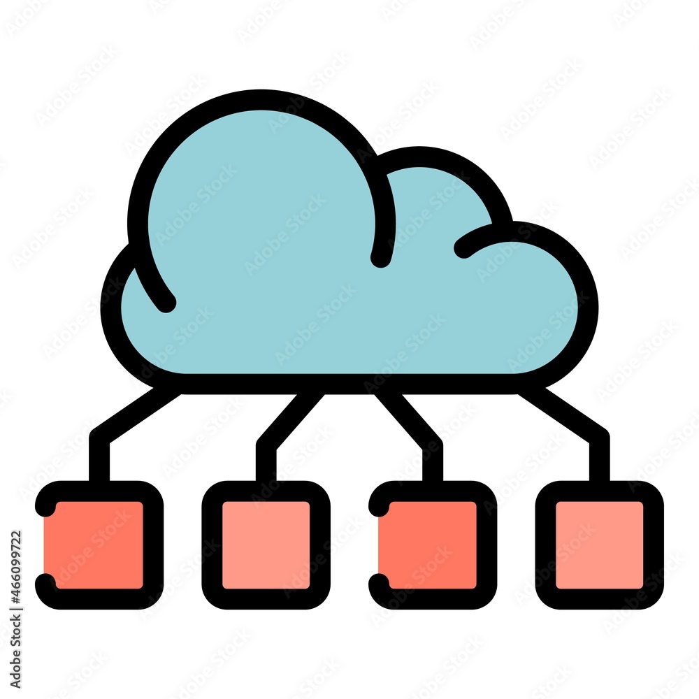 Poster data cloud remote control icon. outline data cloud remote control vector icon color flat isolated