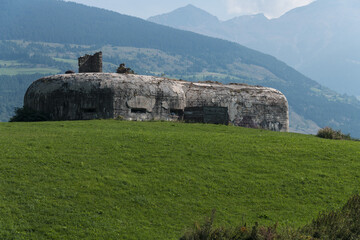 massive air raid shelter on green field