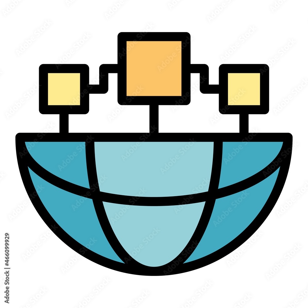 Poster global remote control icon. outline global remote control vector icon color flat isolated