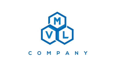 MVL letters design logo with three polygon hexagon logo vector template