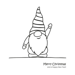 cute christmas dwarf cartoon for coloring book