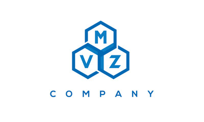 MVZ letters design logo with three polygon hexagon logo vector template