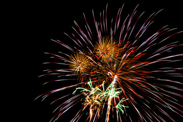 Obraz premium fireworks colors in the night sky, Fireworks Stock Image In Black Background