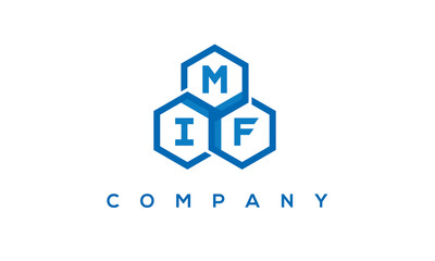 MIF letters design logo with three polygon hexagon logo vector template - obrazy, fototapety, plakaty