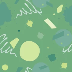  Abstracte groene patroon. Modern spandoekontwerp. Trendy abstract patroon met lijnen en geometrische vormen. Willekeurige elementen op een groene naadloze achtergrond. Voor stof en textiel. vector illustratie © TaMih