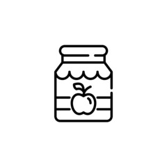 Glass jar with jam. Homemade harvest preservation cooking. Pixel perfect, editable stroke line art icon