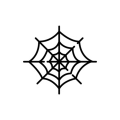 Spider web Halloween themed spooky decoration. Pixel perfect, editable stroke line art icon