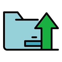 Operating system upload folder icon. Outline operating system upload folder vector icon color flat isolated