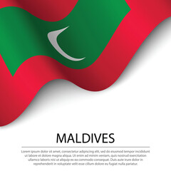 Waving flag of Maldives on white background. Banner or ribbon template for independence day