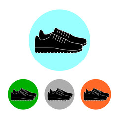Pair sneakers icon. Linear outline simple website elements and round colored icons with sport shoes. Isolated vector illustration and clipart with training, running and fitness footwear. 
