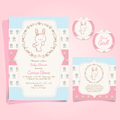 baby shower card with baby bunny