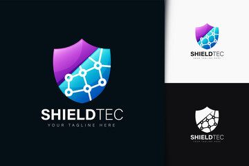 Shield technology logo design with gradient