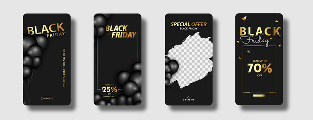 Black friday Poster, banner, social media stories collection