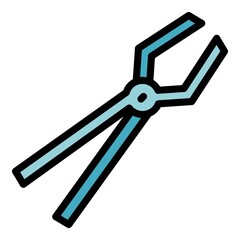 Blacksmith pliers tool icon. Outline blacksmith pliers tool vector icon color flat isolated
