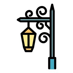 Blacksmith steel light pillar icon. Outline blacksmith steel light pillar vector icon color flat isolated