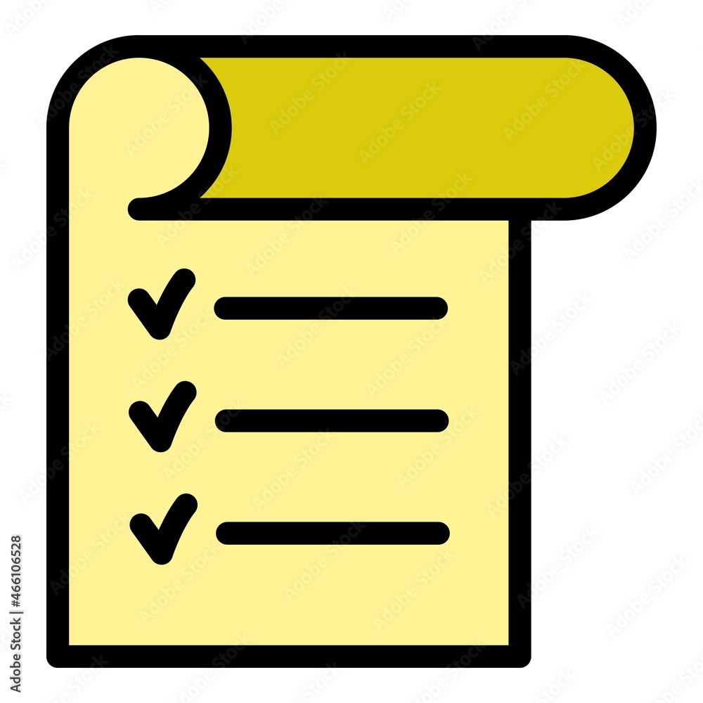 Poster check list icon. outline check list vector icon color flat isolated