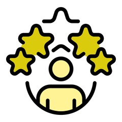 Five stars service icon. Outline five stars service vector icon color flat isolated