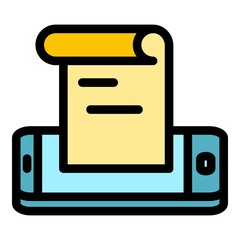Fototapeta premium Phone paper icon. Outline phone paper vector icon color flat isolated