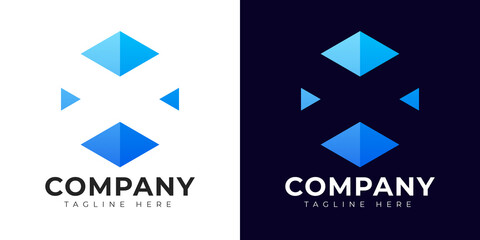 Modern gradient style letter x logo template. x letter design vector with colorful creative hexagon sign.