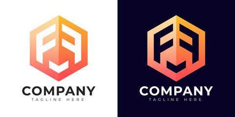 Fototapeta premium Modern gradient style letter f logo template. F letter design vector with colorful creative hexagon sign.