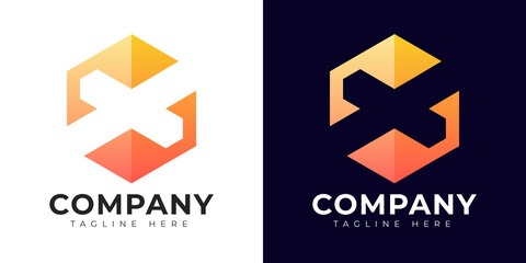 Naklejka premium Modern gradient style letter x logo template. x letter design vector with colorful creative hexagon sign.