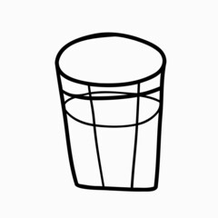 Doodle glass of water. Vector hand-drawn illustration.