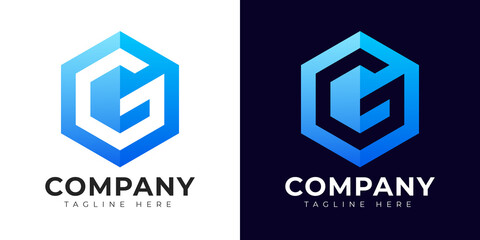 Modern gradient style letter g logo template. G letter design vector with colorful creative hexagon sign.