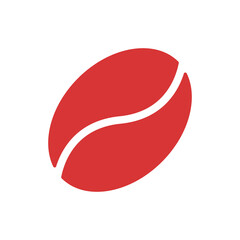 Coffee bean vector icon. Red symbol